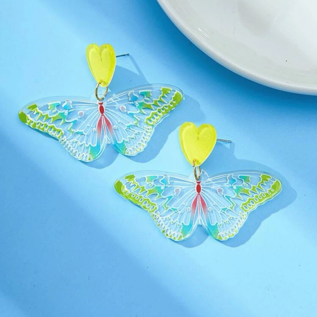 Awesome Colorful Butterfly Heart Stud Earrings 28$